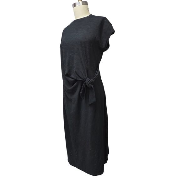 Sonoma Charcoal Gray Knot Side Midi Dress Soft Stretch Lightweight Casual L - Picture 2 of 5
